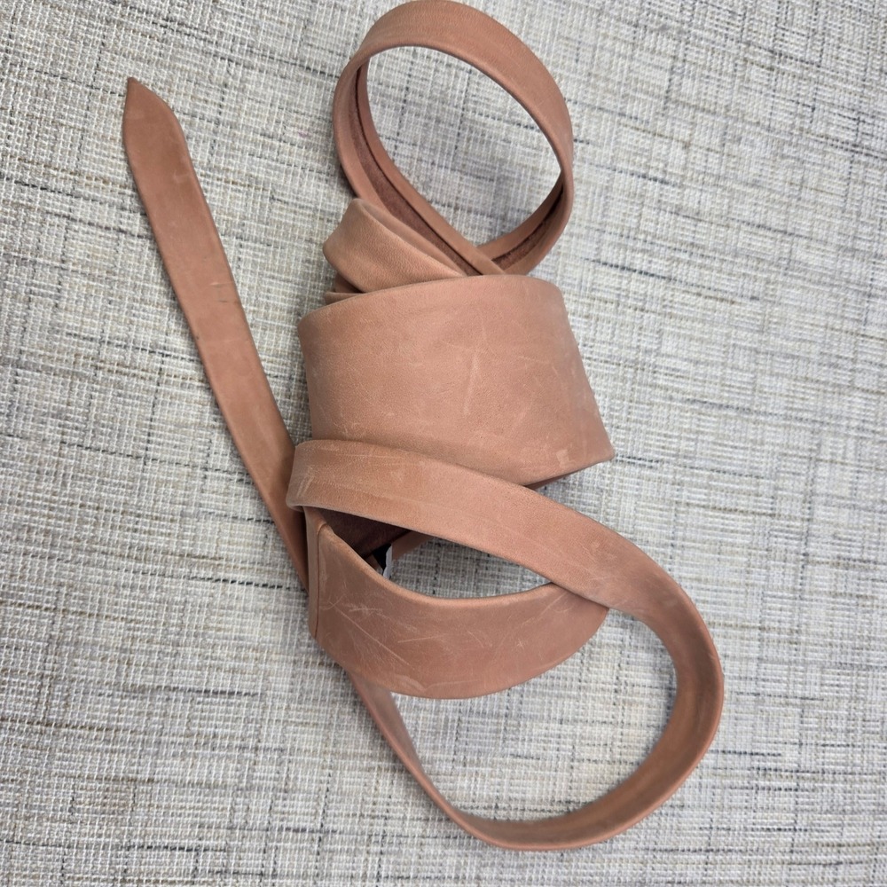 ADA Collection Tan Rose Genuine Leather Wrap Obi Belt Made in Argentina OS - Picture 4 of 7